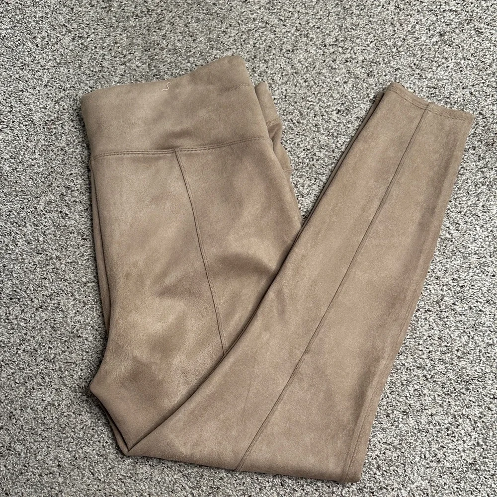 Spanx faux suede pull on Tan High-Waisted Leggings size 3x